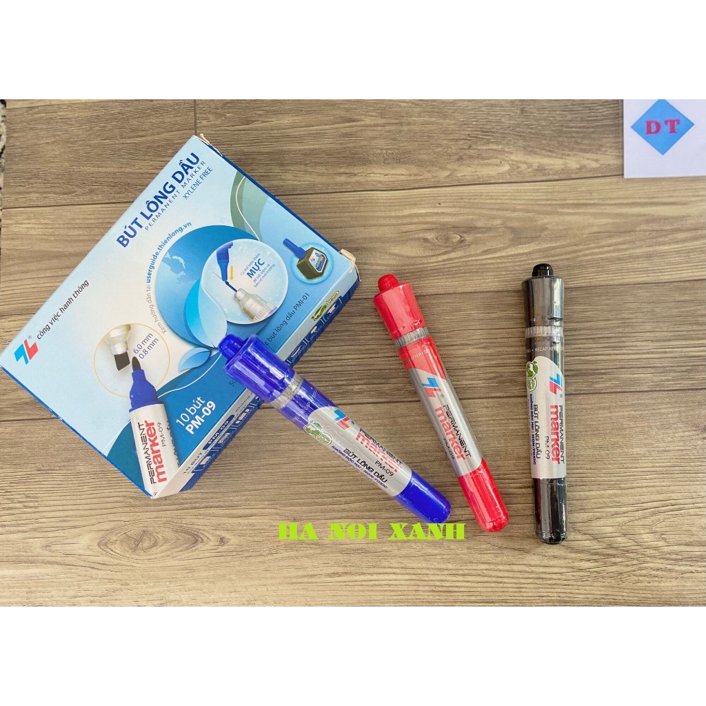 Sỉ hộp 10 bút lông dầu 2 đầu viết loại to PM-09 ngòi nhỏ PM-04 | BigBuy360 - bigbuy360.vn