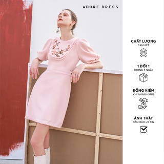 Đầm Mini dresses casual style hồng nhạt thêu little deer 312DR1150 ADORE