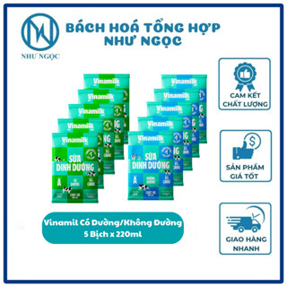 COMBO 5 BICH - Sữa Tươi Tiệt Trùng Vinamilk Bịch 220ml - Bách Hóa Tổng Hợp Như Ngọc