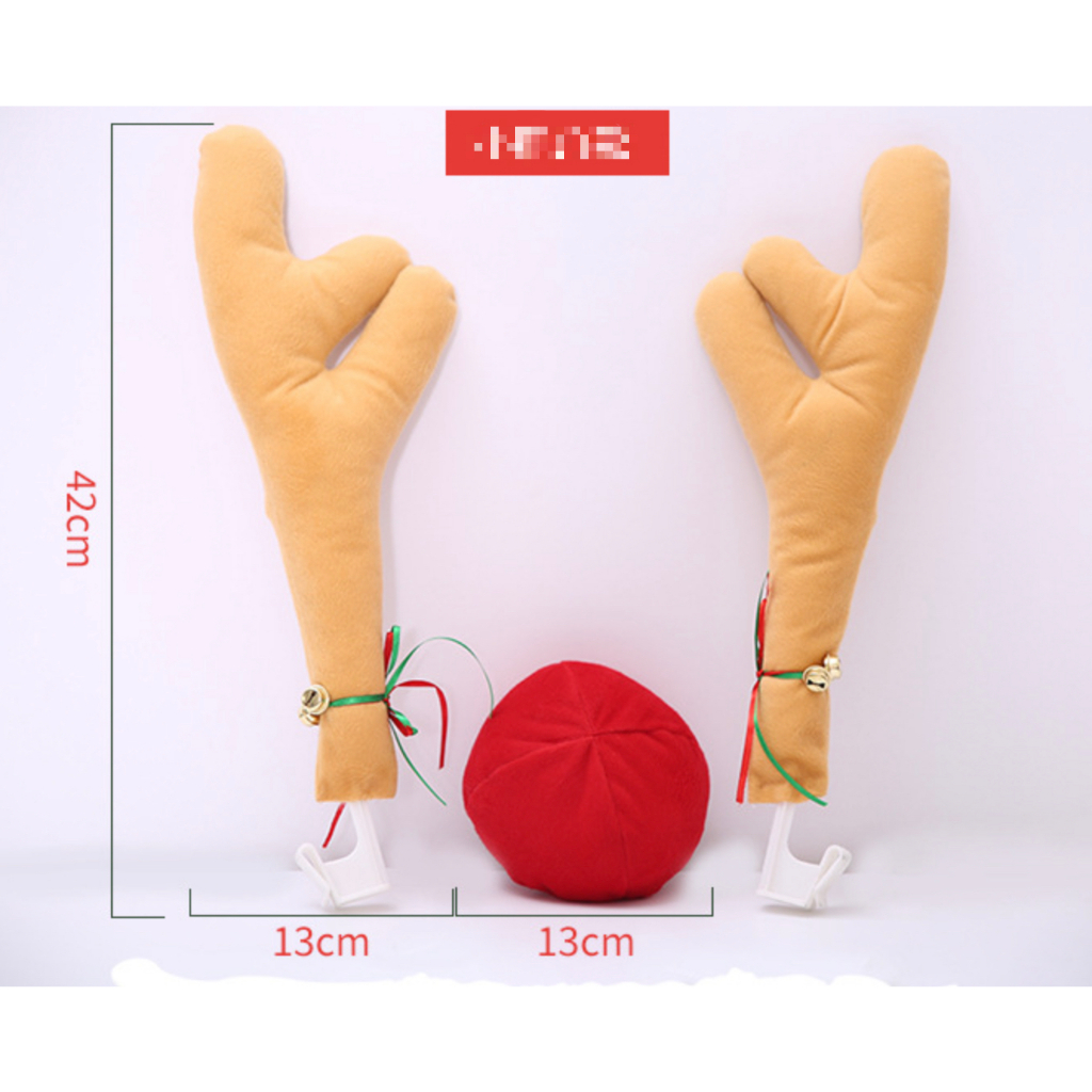 Cặp Sừng Tuần Lộc Và Mũi Đỏ Trang Trí Xe Hơi- Sừng Hươu Trang Trí Xe Hơi & Mũi Tuần Lộc Giáng Sinh