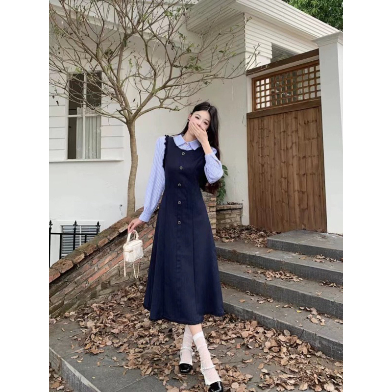 💥sỉ💥váy phối cổ sơ mi-khoá dọc cho chon ti