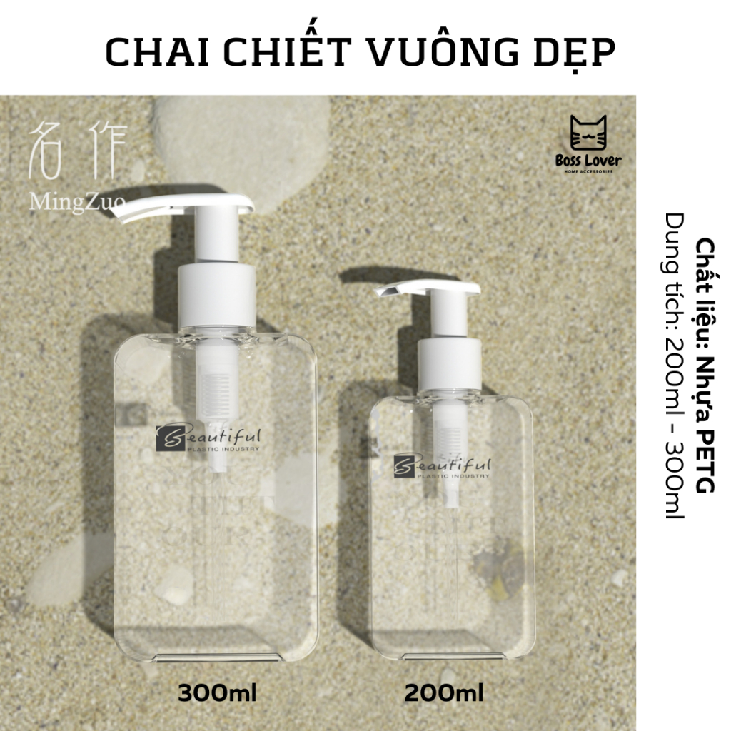 Chai chiết dầu gội,sữa tắm mẫu vuông dẹp