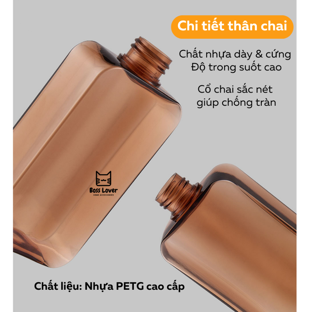 Chai chiết dầu gội,sữa tắm mẫu vuông dẹp