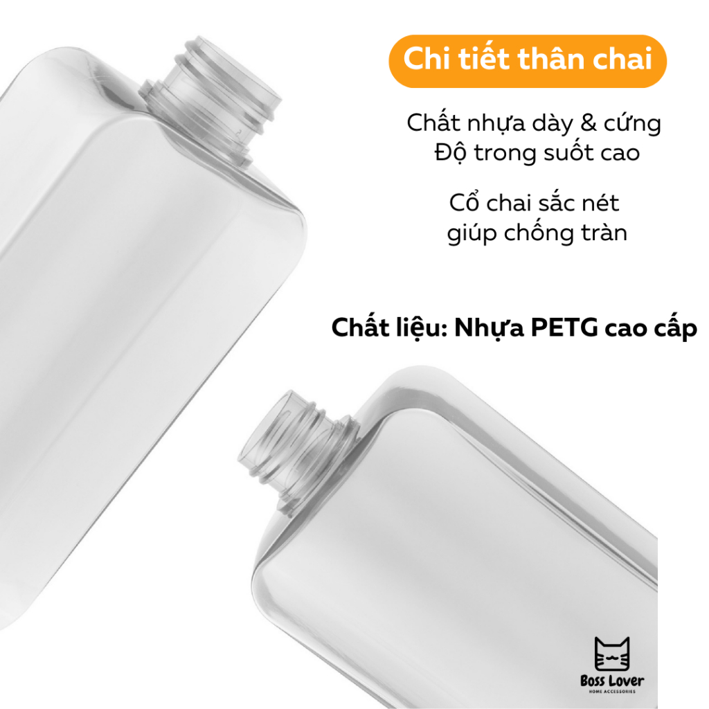 Chai chiết dầu gội,sữa tắm mẫu vuông dẹp