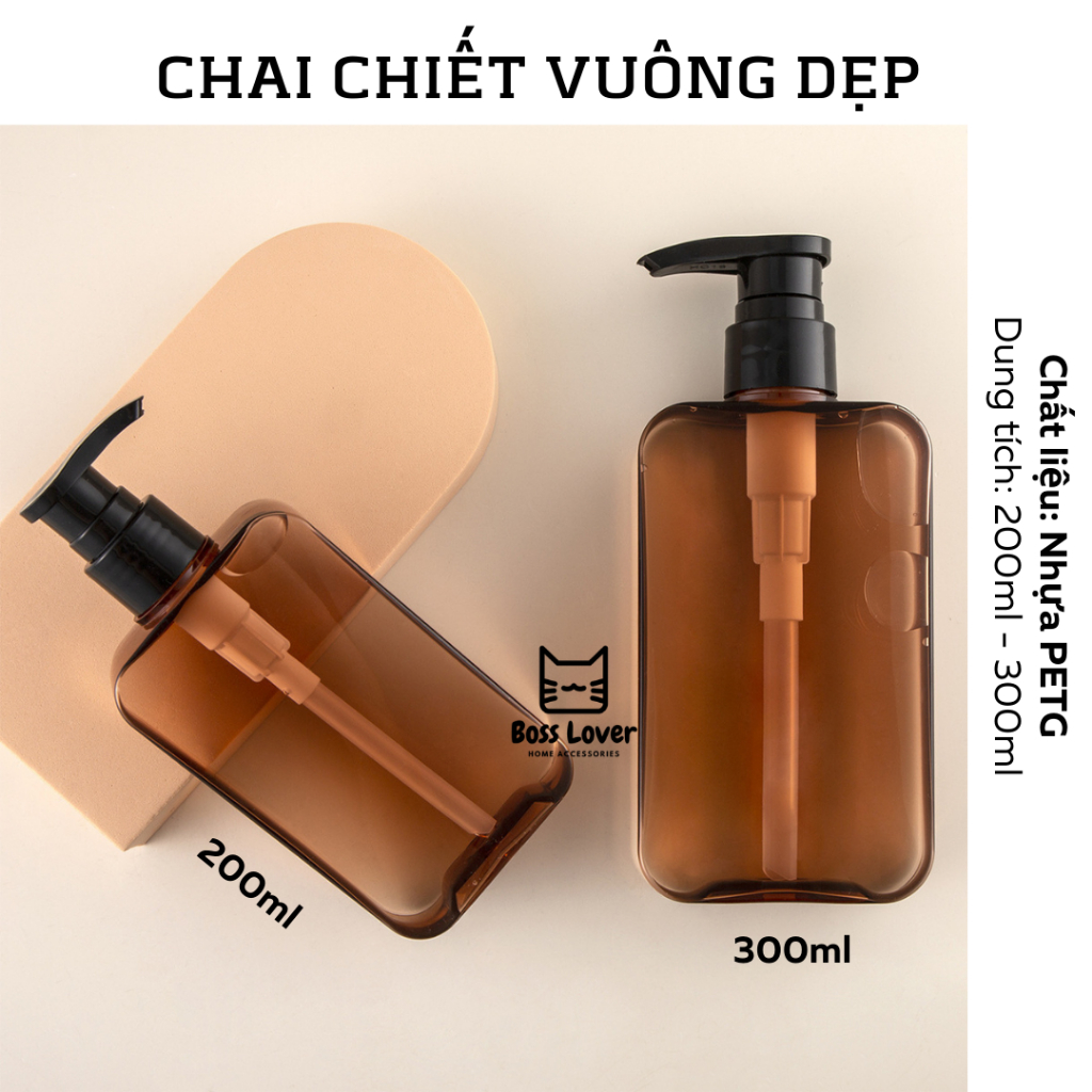 Chai chiết dầu gội,sữa tắm mẫu vuông dẹp