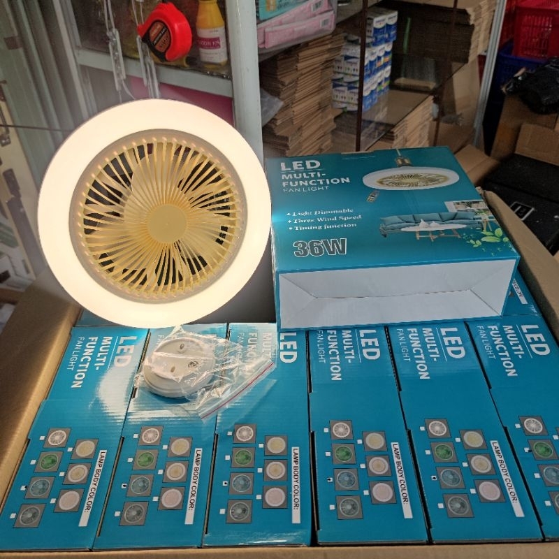 Quạt treo trần kiêm đèn led đui e27 siêu sáng và mát, công suất 36w