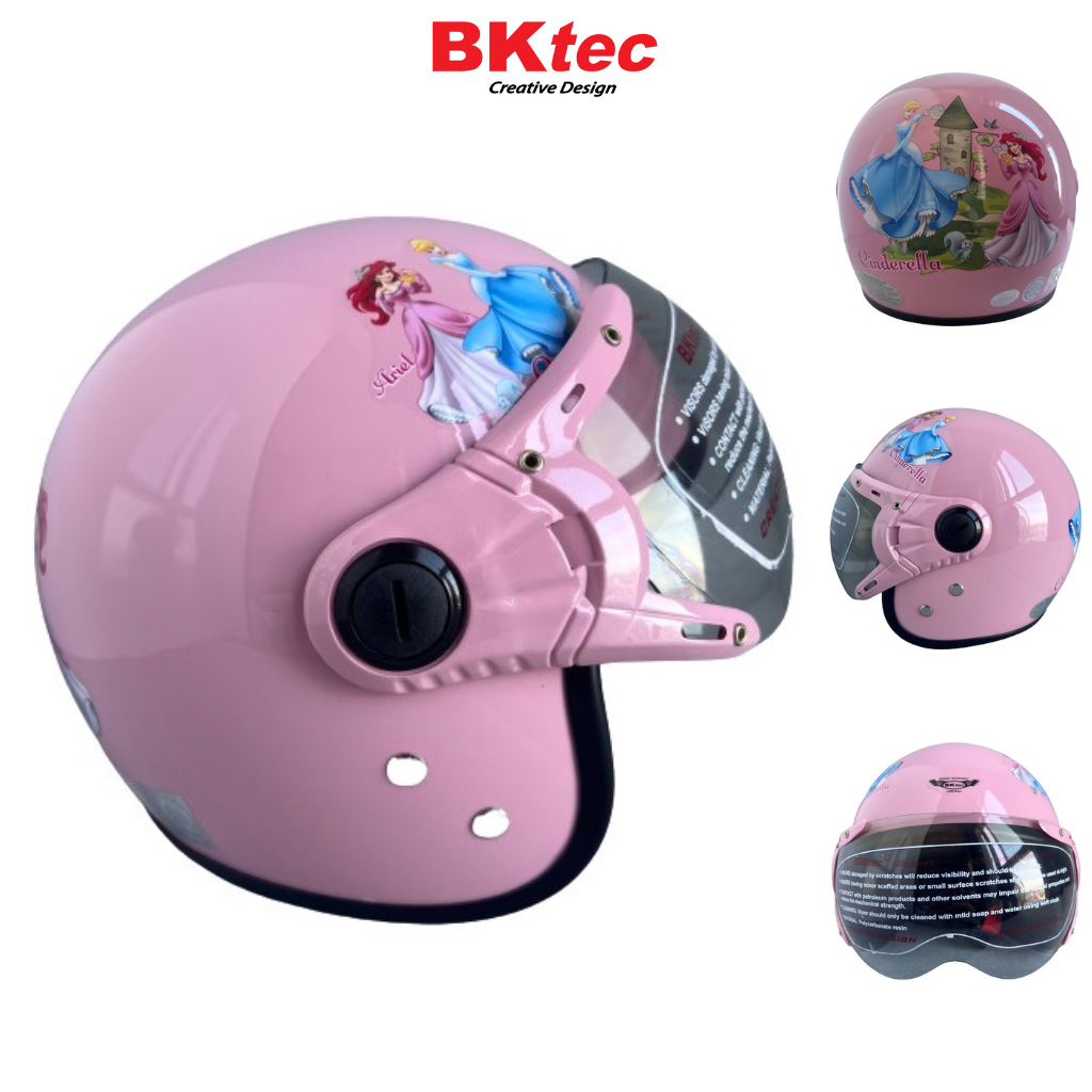 Mũ bảo hiểm trẻ em trùm 3/4 đầu - BKtec - BK32 - Dành cho bé nặng dưới 25kg - Bé từ 4 đến 8 tuổi - Vòng đầu 50-52cm