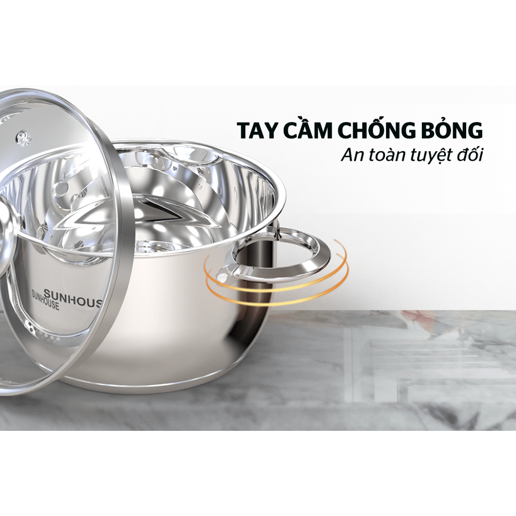 BỘ NỒI INOX 5 ĐÁY SUNHOUSE SHG688