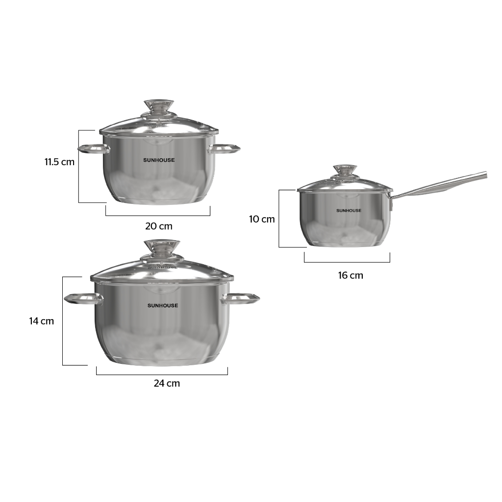 BỘ NỒI INOX 5 ĐÁY SUNHOUSE SHG688