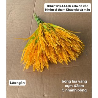 Bông lúa giả 5 nhánh – Hoa giả bông lúa giả chín vàng loại đẹp gồm bông lúa NGẮN 42CM dùng trang trí cửa