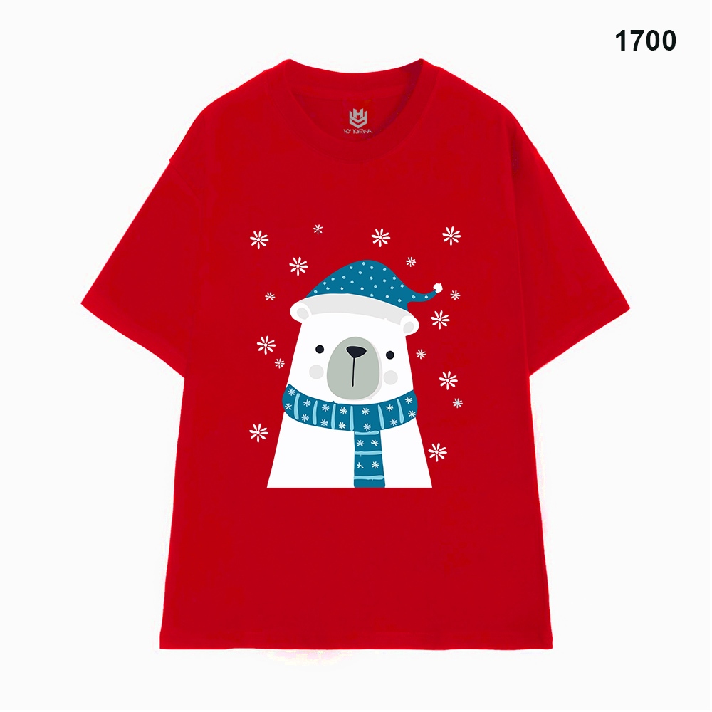Áo Thun HY KOREA Vải Cotton 100 Nguyên Chất In Hình Noel 1700 Phom Rộng OverSize Unisex