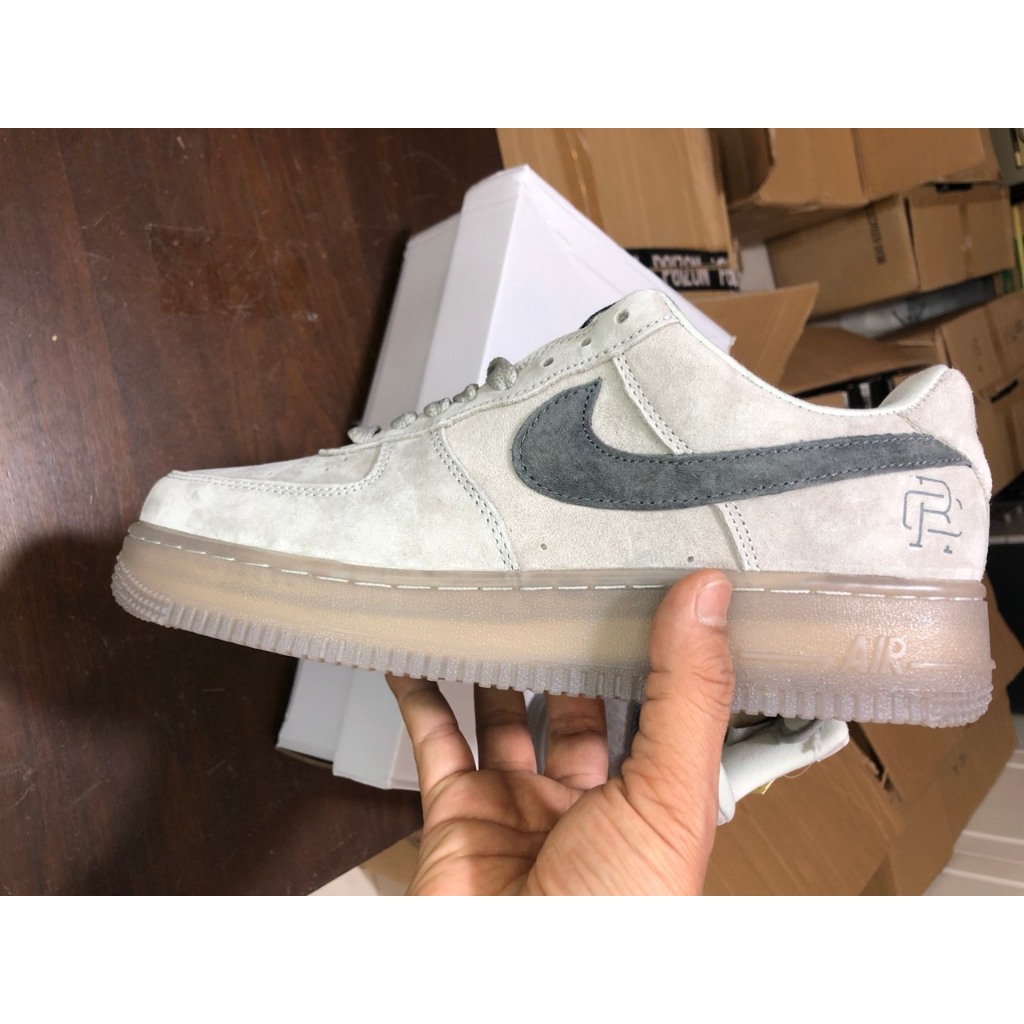 Giày thể thao Sneaker Air Force 1, Af1 màu xám trắng da lộn bản cao cấp full bill box