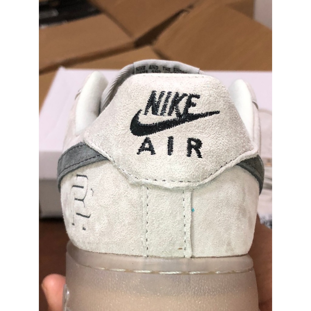Giày thể thao Sneaker Air Force 1, Af1 màu xám trắng da lộn bản cao cấp full bill box