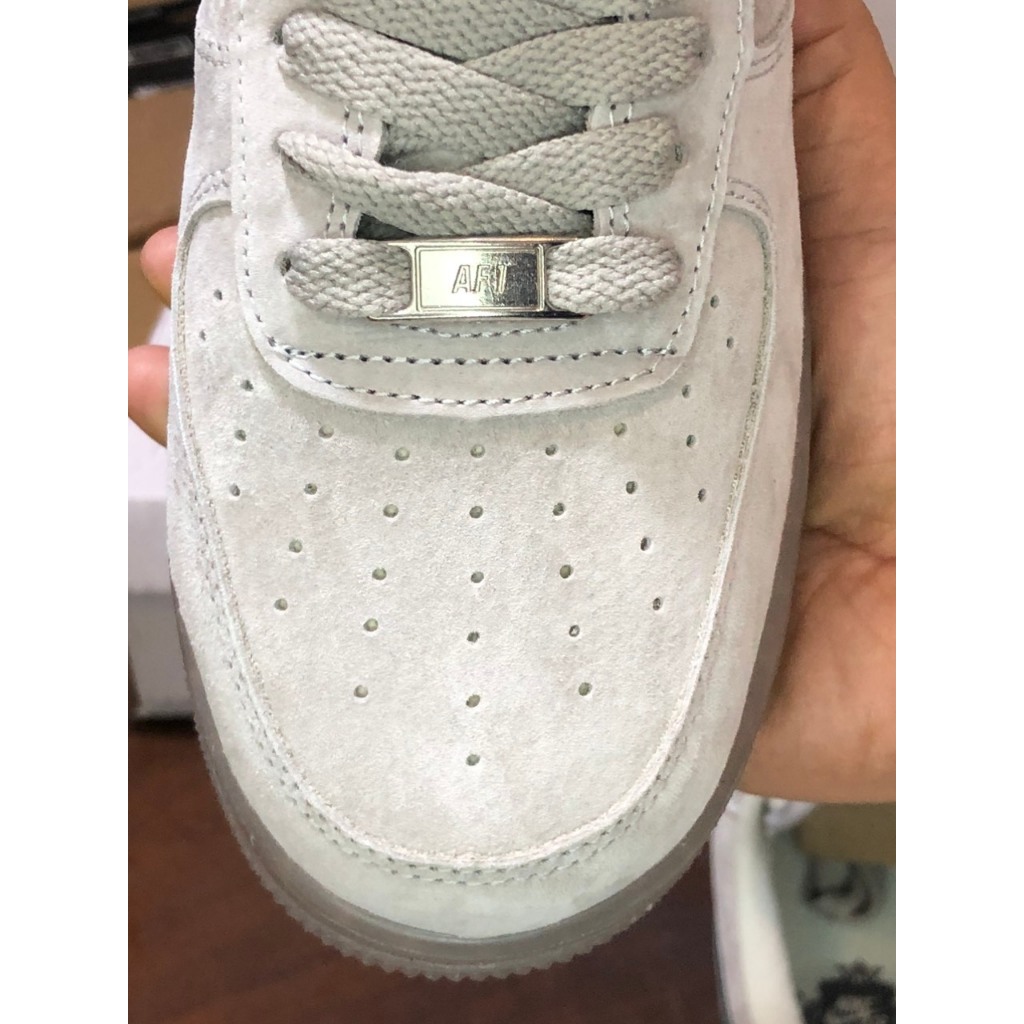 Giày thể thao Sneaker Air Force 1, Af1 màu xám trắng da lộn bản cao cấp full bill box