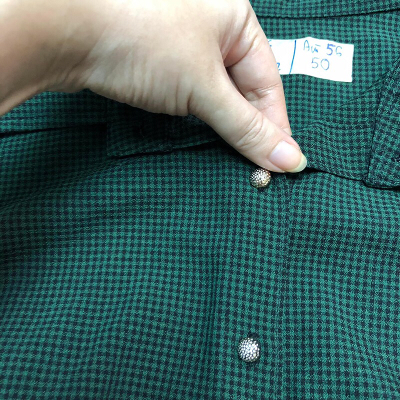 Jumpsuit xanh lá cột dây caro kiểu