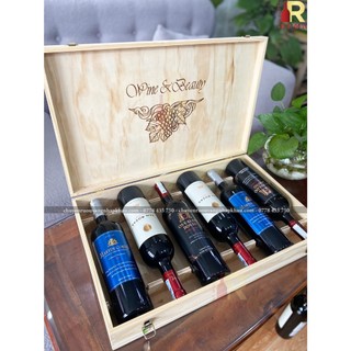Set quà tặng hộp gỗ 6 chai rượu vang chile - hg 1