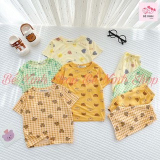 Bộ Quần Áo Cộc Tay Cho Trẻ Em Bé Trai Bé Gái 8-18kg  Đồ Bộ Ngắn Tay Thun Lạnh Mặc Nhà Cho Bé Trai Gái CỘC TYM