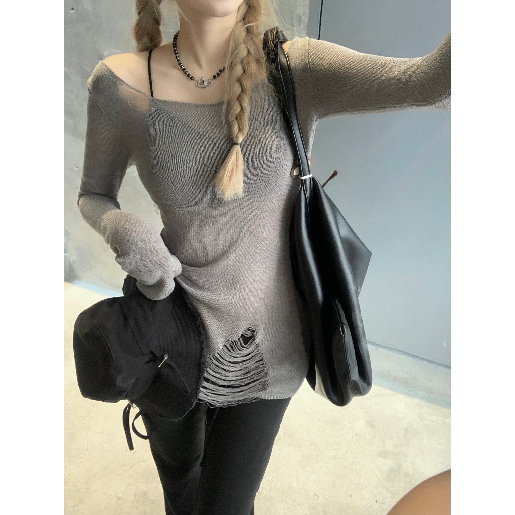 Áo Thun Dệt Kim Tay Dài Dáng Rộng Phong Cách Thời Trang Hàn Quốc SHINE CLOTHES,Áo Thun Tay Dài Chống Nắng Dáng Ôm Gợi Cả
