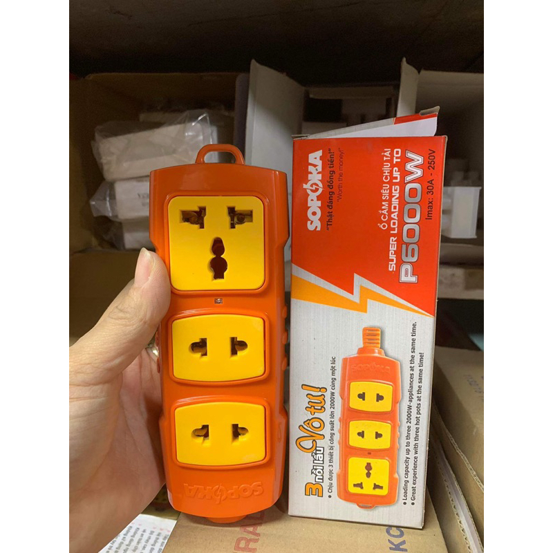 Ổ Cắm Điện SOPOKA Siêu Chịu Tải 6000w , Ổ Cắm 3, 4 Chính Hãng