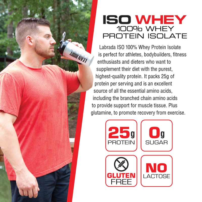 Labrada ISO WHEY, 100% Whey Protein Isolate , 25g Whey Protein Isolate 100%,  Glutamine, Không Lactose