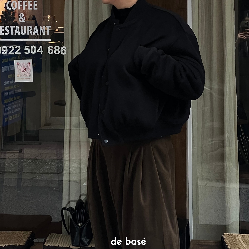 Áo BOMBER dạ - LAZY POCKET BOMBER - Form CROP - De Basé