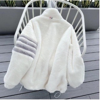 Áo Khoác Lông Cừu Phối Hoạ Tiết Kẻ Sọc Tay Siêu Dày Dặn