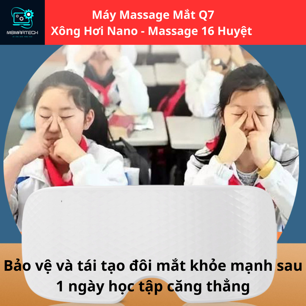 Máy massage mắt Q7 mát xa huyệt, xông hơi dưỡng ẩm mắt với massgae 16 huyệt