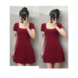 Đầm body ôm vải gân trung