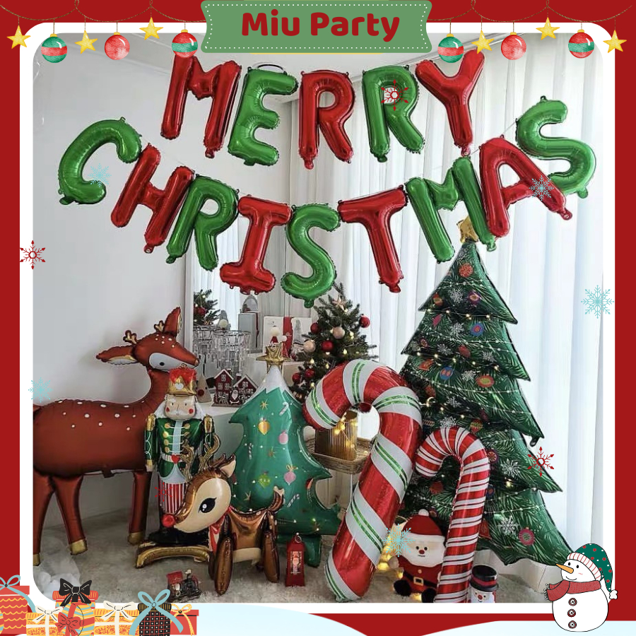 Bong Bóng Bay Trang Trí Giáng Sinh, MERRY CHRISTMAS - Miu Party