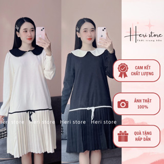 🆘 SALE SỐC 🆘 Váy bầu mùa đông, váy suông len chân dập cổ sen