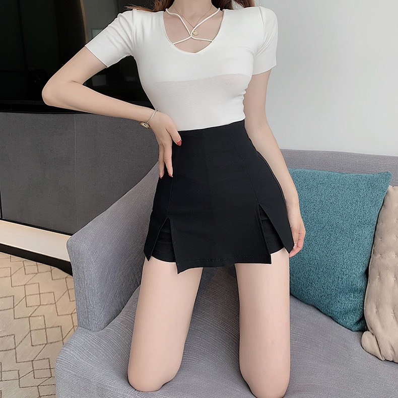 Chân Váy Chữ A Cạp Lưng Cao Xẻ Tà 2 Bên C008
