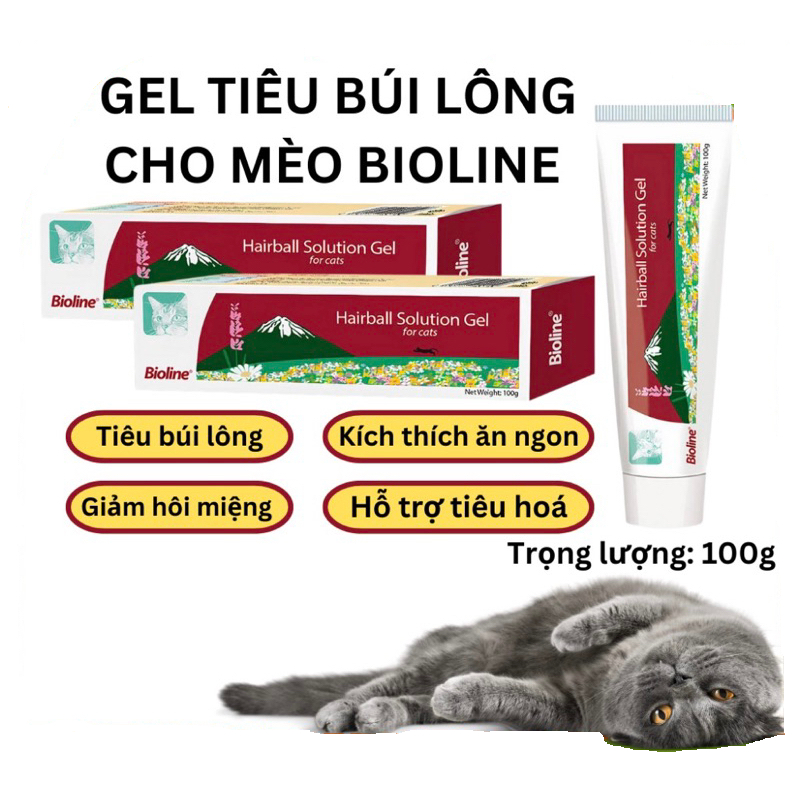Hairball Solution BIOLINE 100g - Gel Tiêu Búi Lông, Giảm Hôi Miệng Cho Mèo
