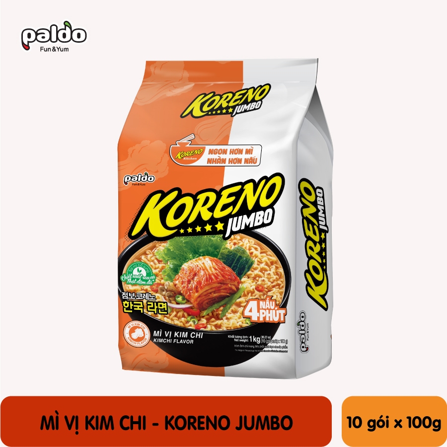 Mì cay Koreno Jumbo 10 Gói*100G 3 hương vị