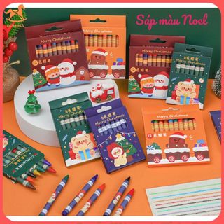 Sáp màu cho bé - Bút màu sáp noel 8 cây quà tặng giáng sinh cho các bé yêu