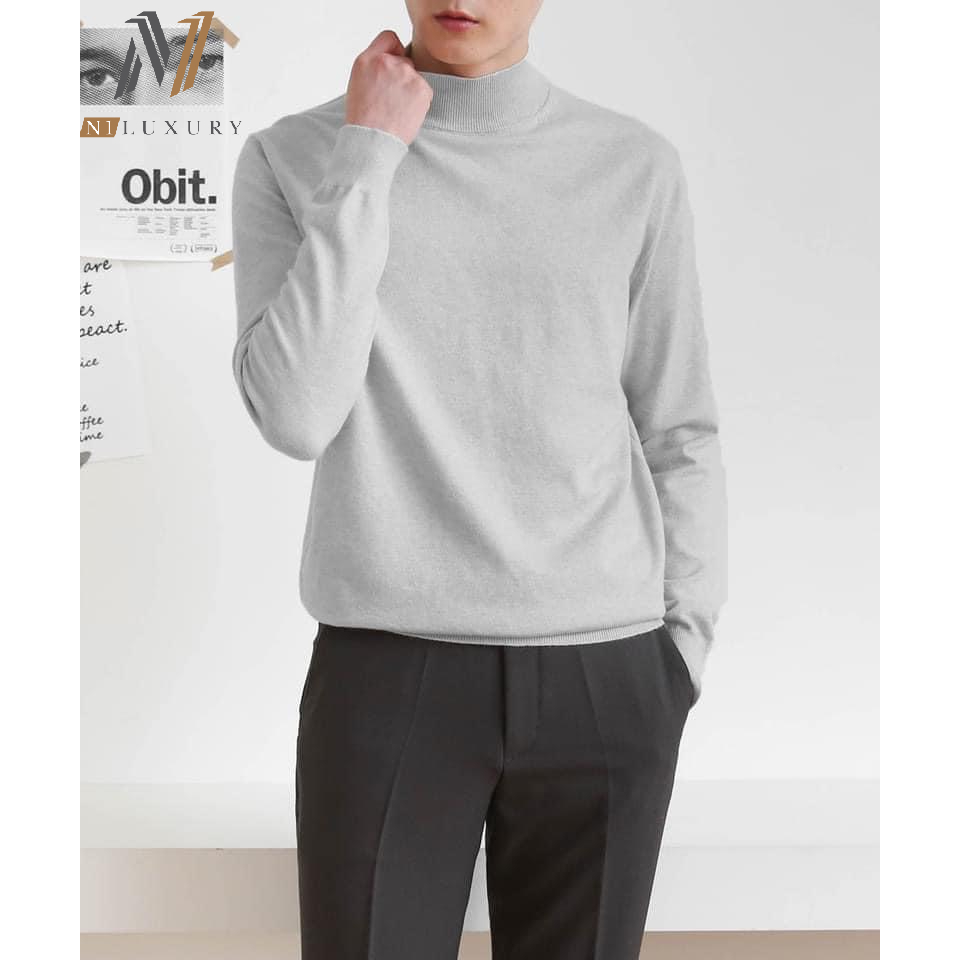 Áo len lông cừu cổ cao nam dài tay mùa đông ấm áp thời trang phong cách Hàn Quốc- N1LUXURY
