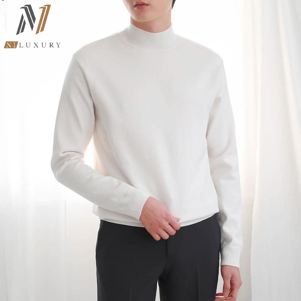 Áo len lông cừu cổ cao nam dài tay mùa đông ấm áp thời trang phong cách Hàn Quốc- N1LUXURY