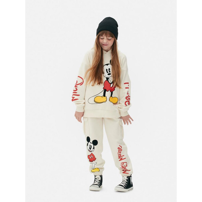 Bộ nỉ thu đông bé gái bé trai Mickey hoodie quần túi hộp