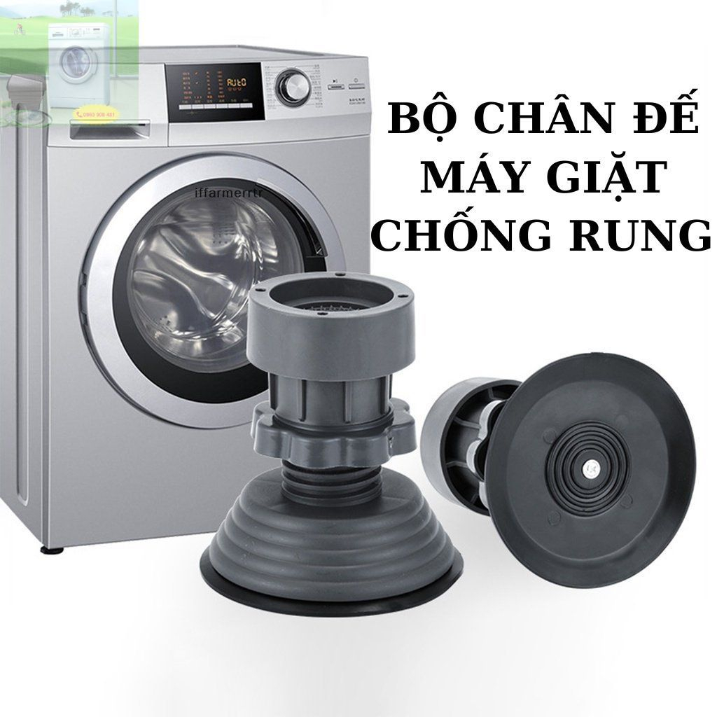 Bộ 4 chân đế chống rung chân đỡ đa năng cho máy giặt, tủ lạnh, tăng giảm chiều cao, đế cao su