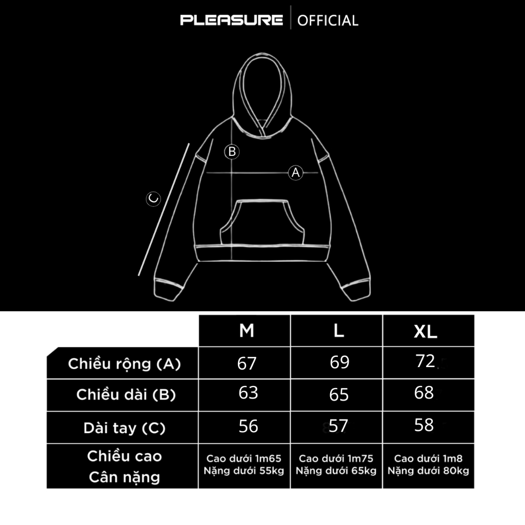 Áo hoodie PLEASURE form rộng mũ 2 lớp tay phồng chất nỉ bông 100%cotton premium PL06