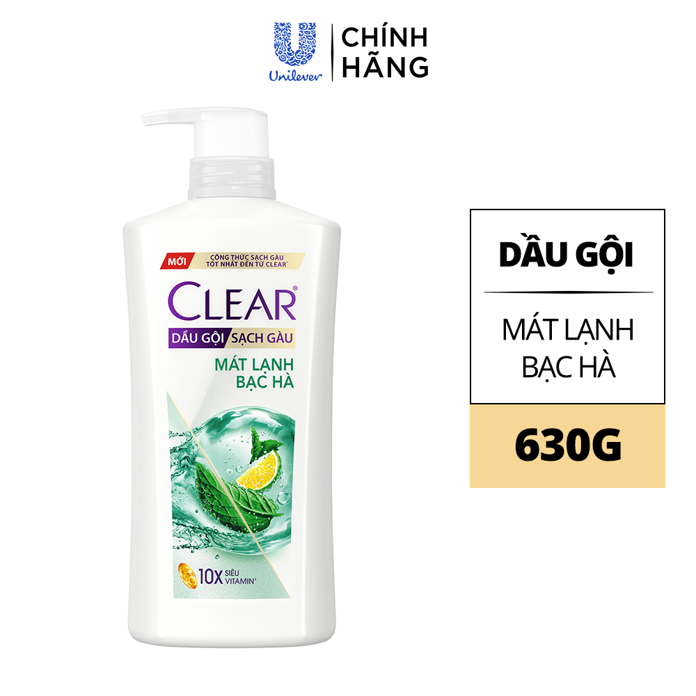 Dầu gội sạch gàu Clear đánh bay gàu & nhờn ngứa, sảng khoái cả ngày dài 630G