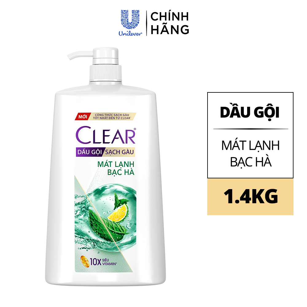 Dầu gội sạch gàu Clear Mát Lạnh Bạc Hà 1,4kg