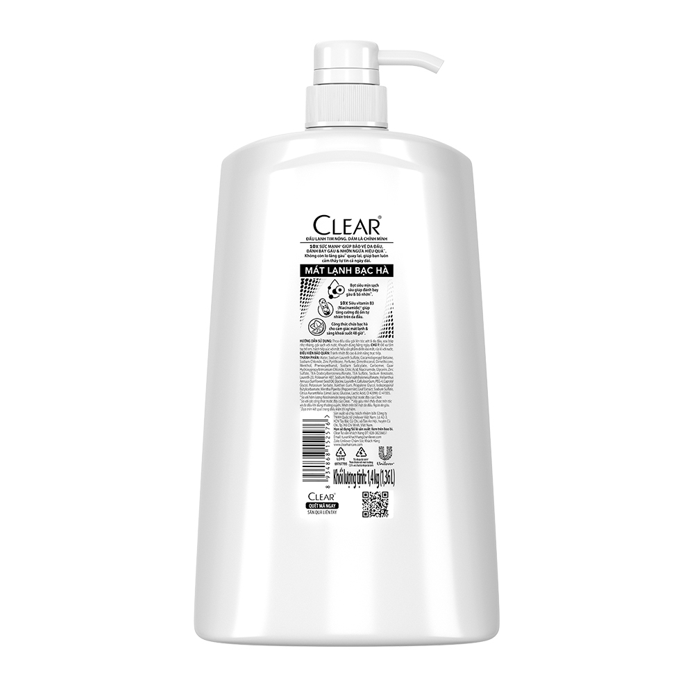 Dầu gội sạch gàu Clear Mát Lạnh Bạc Hà 1,4kg