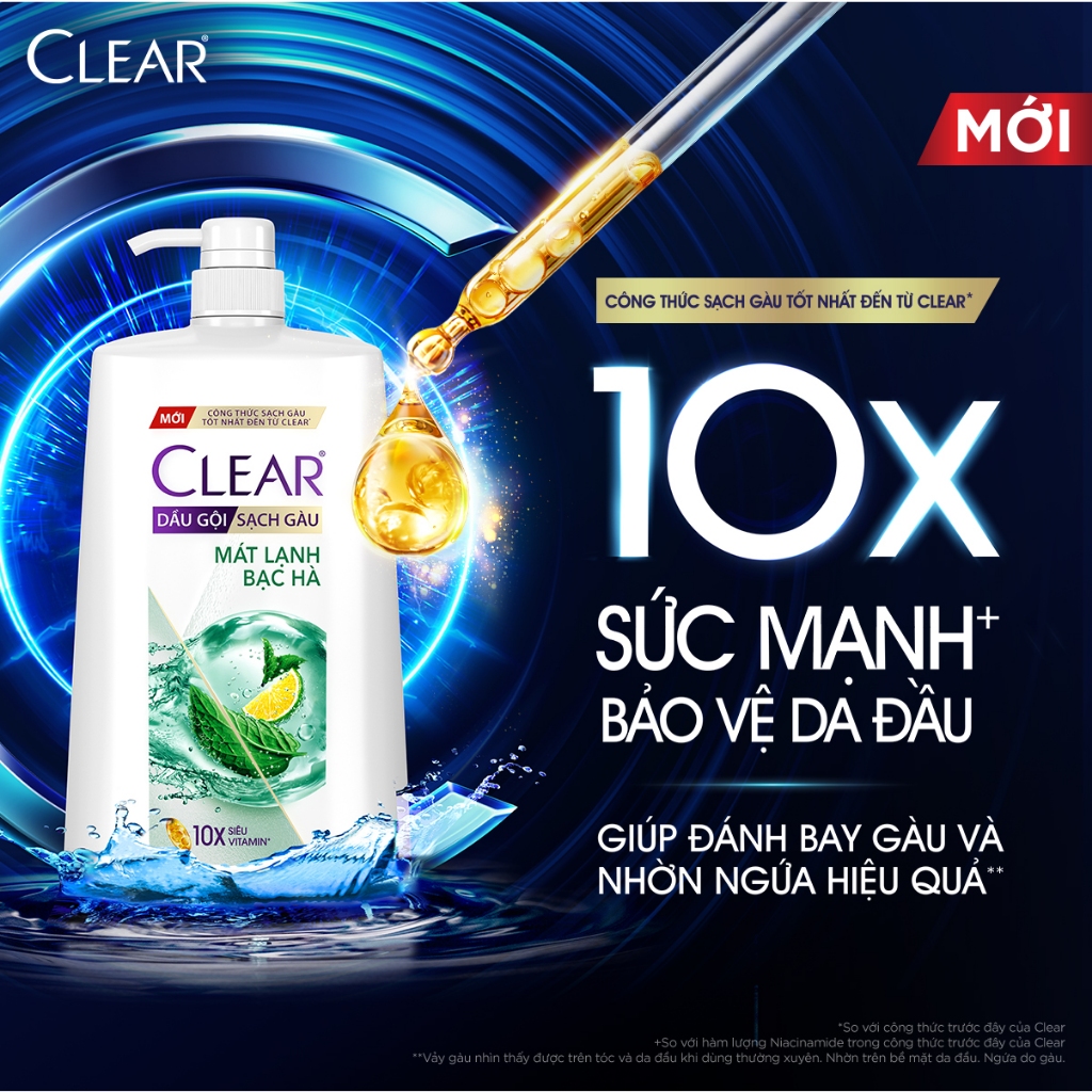 Dầu gội sạch gàu Clear Mát Lạnh Bạc Hà 1,4kg