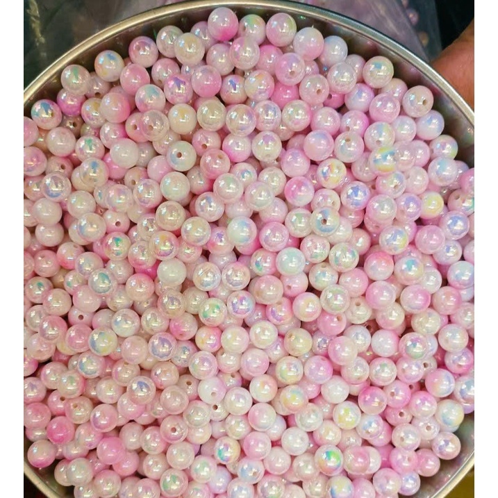 10gam khoảng 34 viên Hạt nhựa đa sắc lấp lánh size 8mm xỏ vòng tay, trang sức, DIY