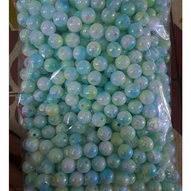 10gam khoảng 34 viên Hạt nhựa đa sắc lấp lánh size 8mm xỏ vòng tay, trang sức, DIY