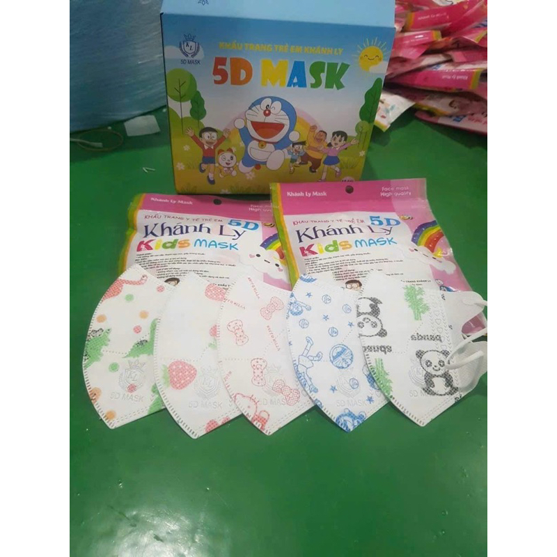 Khẩu trang thùng 100 cái gấu dâu -3d-5d