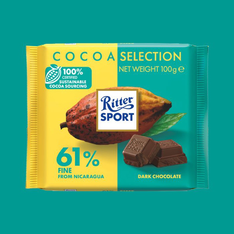 SOCOLA RITTER SPORT ĐỨC 100G FINE MILK/ RAISINS HAZELNUTS/  DARK CHOCOLATE 61% 74% 81%