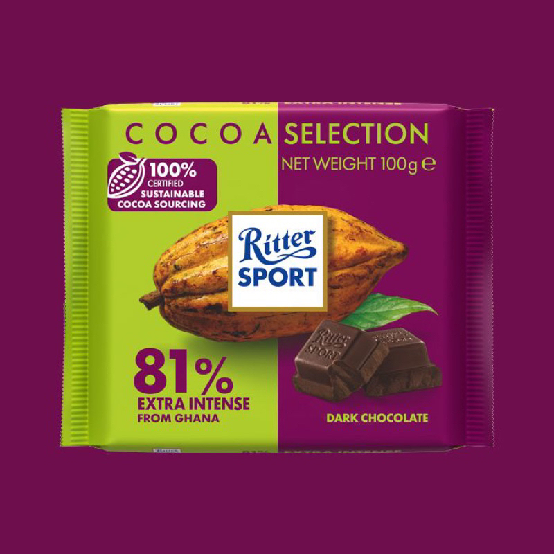 SOCOLA RITTER SPORT ĐỨC 100G FINE MILK/ RAISINS HAZELNUTS/  DARK CHOCOLATE 61% 74% 81%