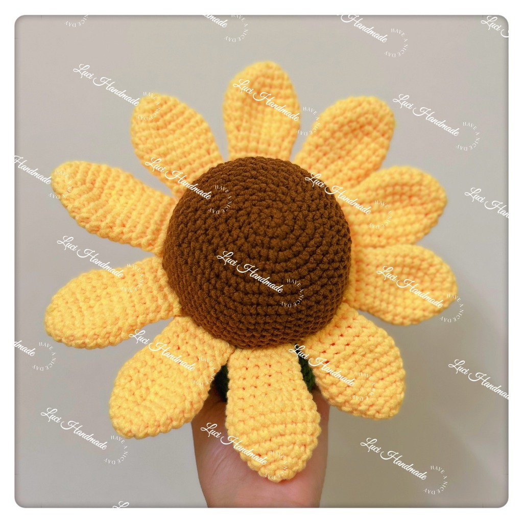 Búp Bê Nhồi Bông Hoa Hướng Dương Bằng Len 20cm, Búp Bê Handmade