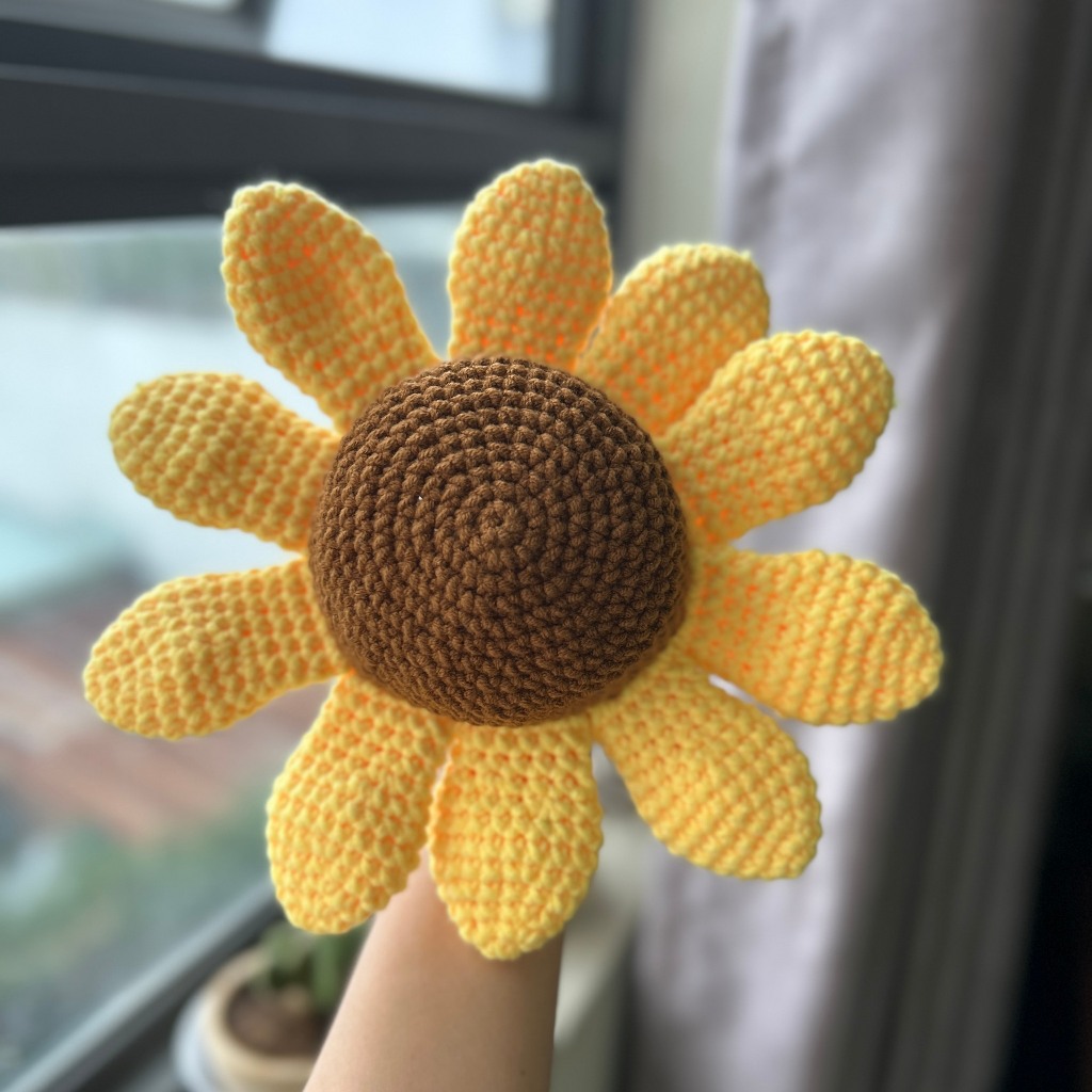 Búp Bê Nhồi Bông Hoa Hướng Dương Bằng Len 20cm, Búp Bê Handmade